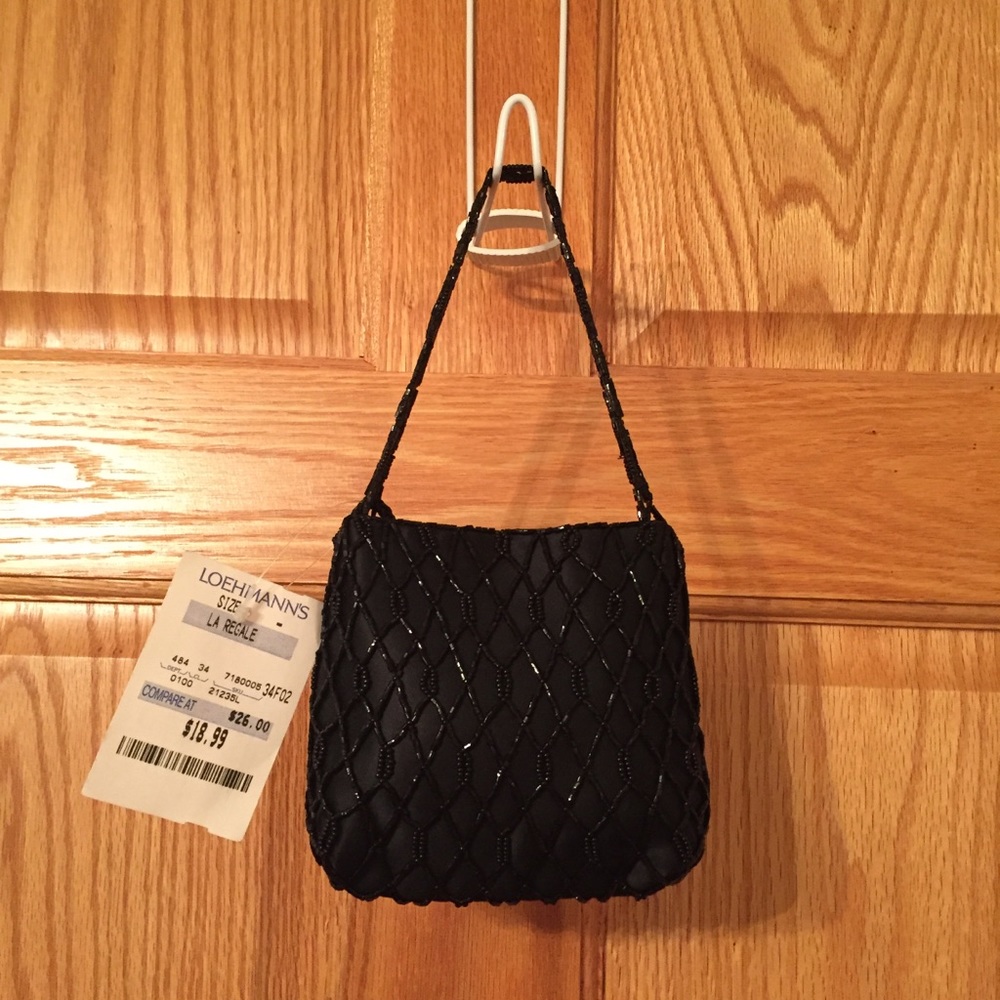 Fancy black beaded evening bag